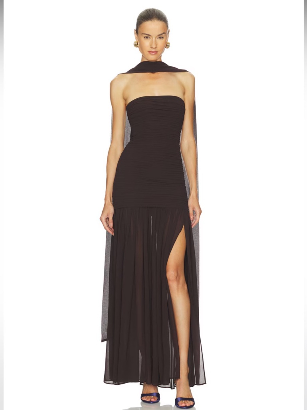 NWT! L'Academie by Marianna Tia Gown in Dark Brown